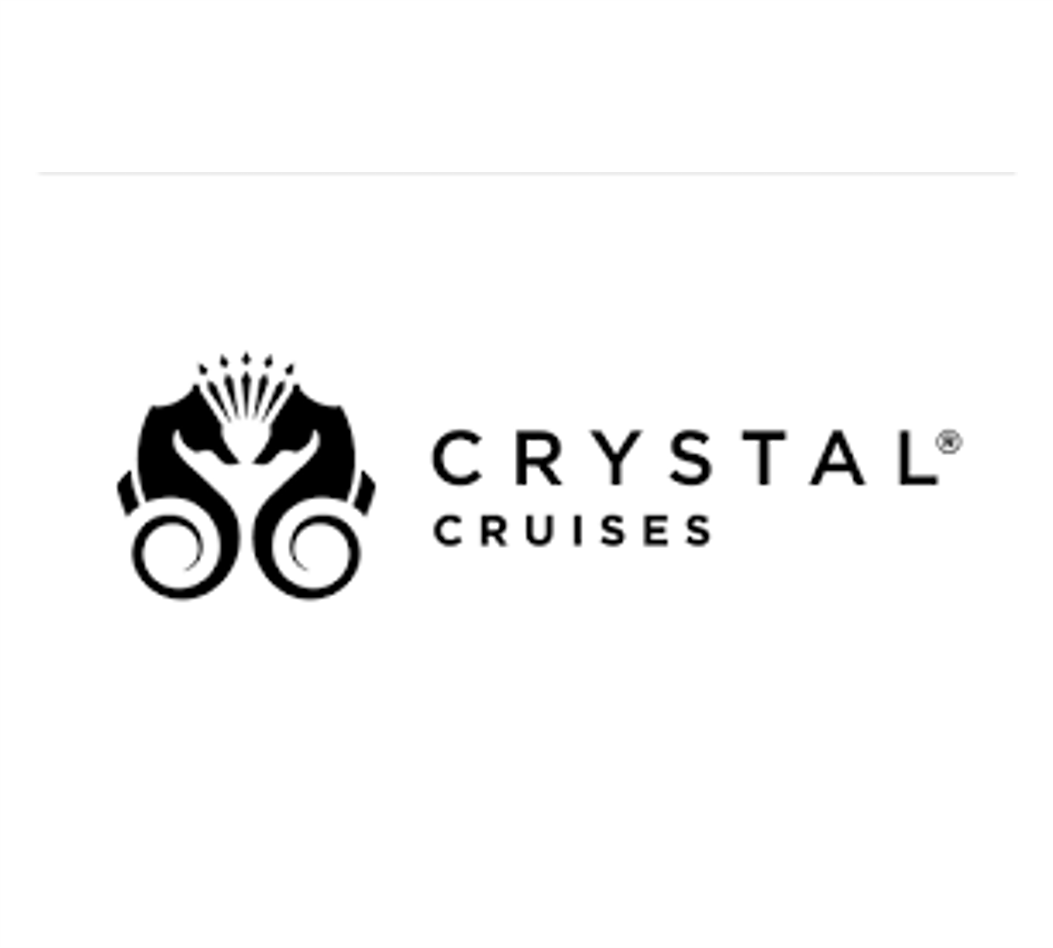 Crystal Cruises black logo with stylized crown and spiral design