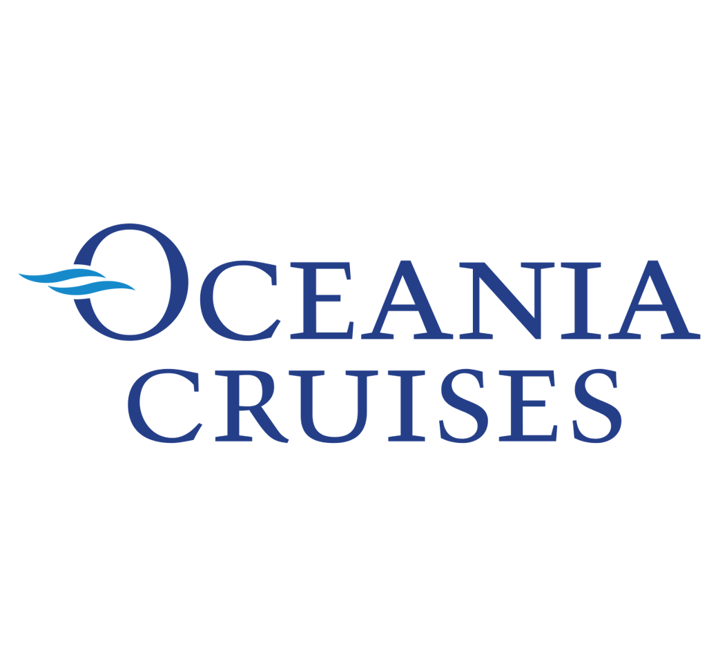 Oceania Cruises logo with blue text and wave icon