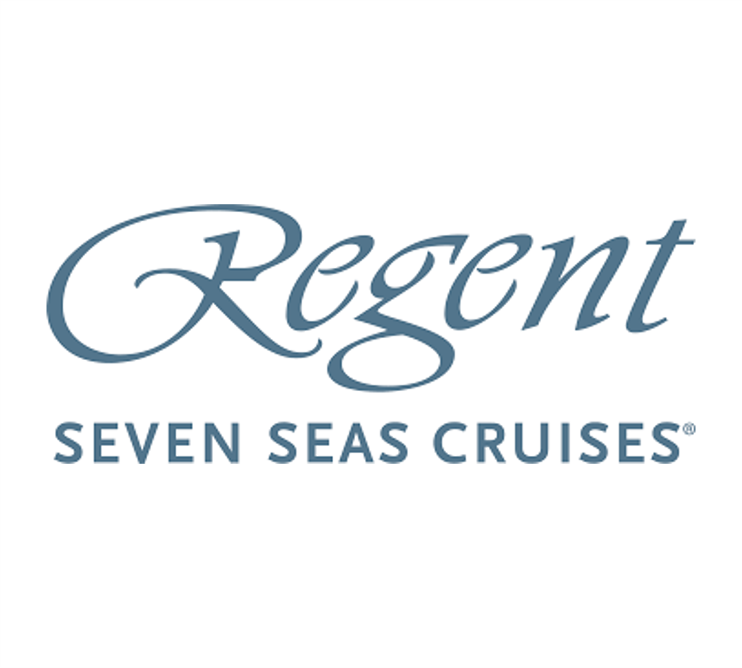 Regent Seven Seas Cruises logo in blue italic text